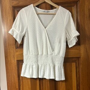 White Textured Women's Top